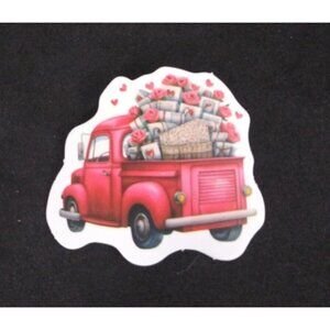 10/$10 Red Truck Delivering Valentines Valentine's Day Sticker 1.38" x 1.5" (AD)